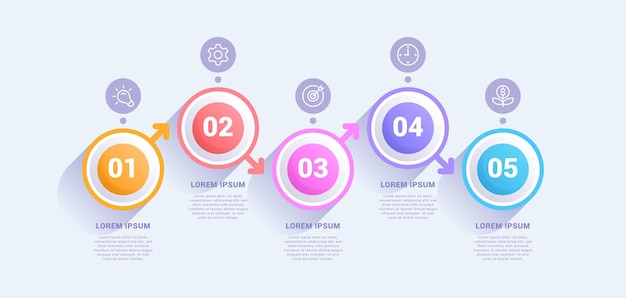 Business infographic template with five options or process