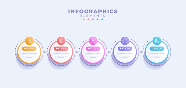 Business infographic template with five options or process