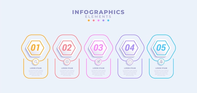 Business infographic template with five options or process