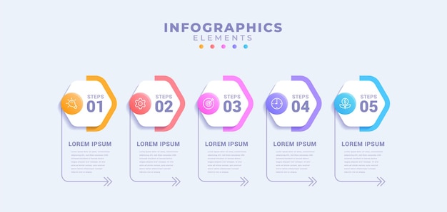 Business infographic template with five options or process