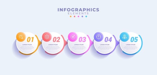 Business infographic template with five options