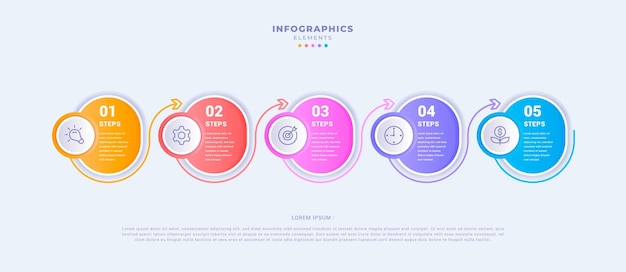 Business infographic template with five steps