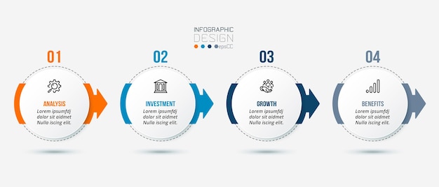 Business infographic  template with step or option design.