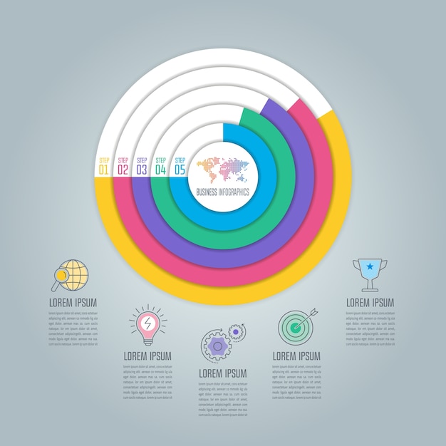 Business infographic with 5 options.