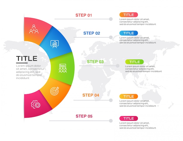 Business infographic with 5 steps