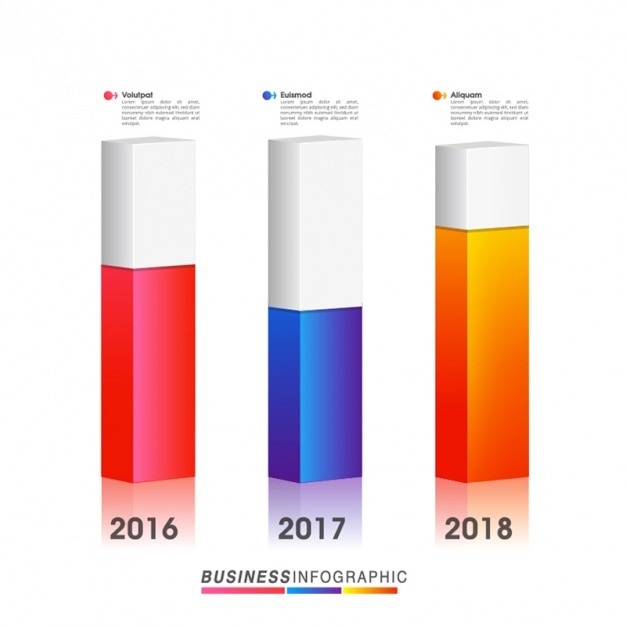 Vector business infographic with three geometric bars