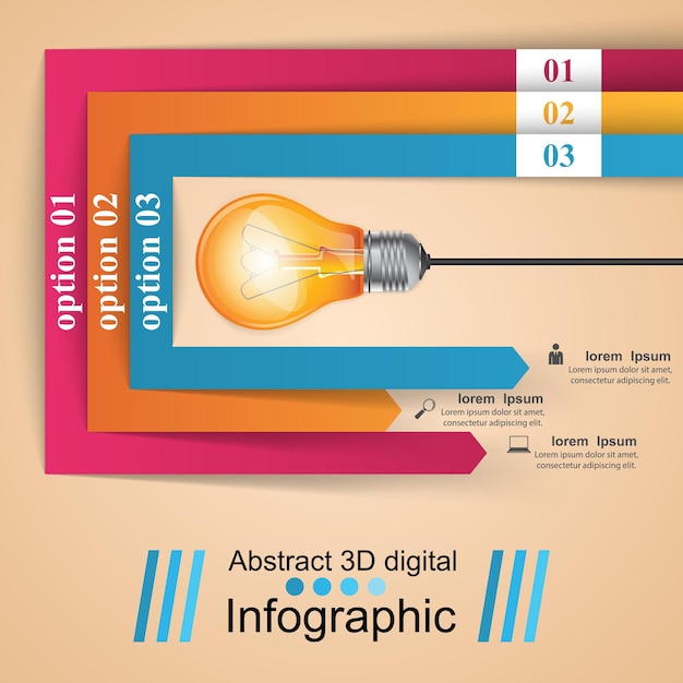 Business Infographics origami style Vector illustration Bulb icon Light icon