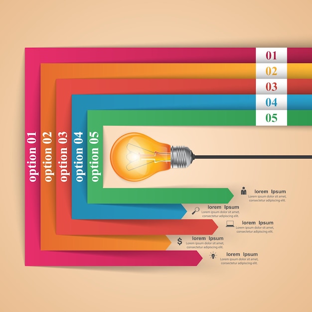 Business Infographics origami style Vector illustration Bulb icon Light icon