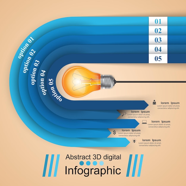 Business Infographics origami style Vector illustration Bulb icon Light icon