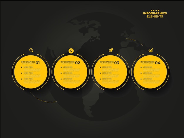 Business infographics template timeline with 4 steps options