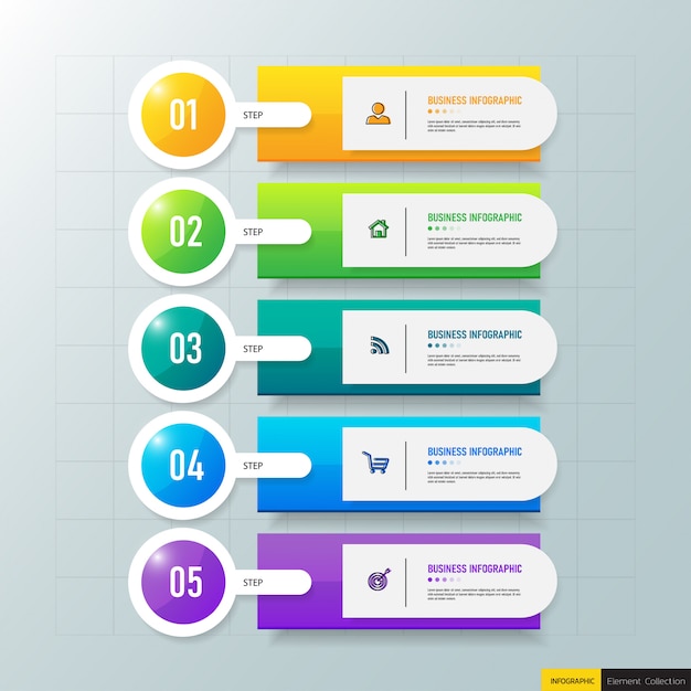 Business Infographics template with 5 steps