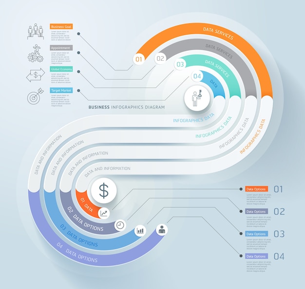 Business infographics timeline template background