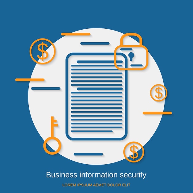 Business information security flat design style vector concept illustration