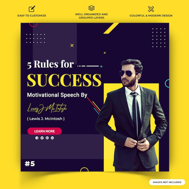 Business Instagram post web banner template Vector