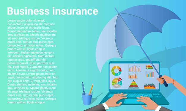 Business insurance The concept of business security and risk insurance Poster in business style