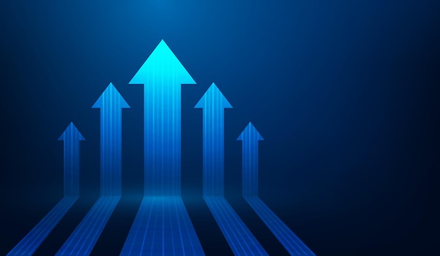 Business investment arrow direction up achievement technologyfinancial data graph