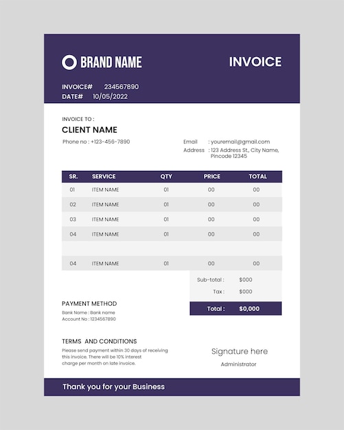 business invoice template vector design