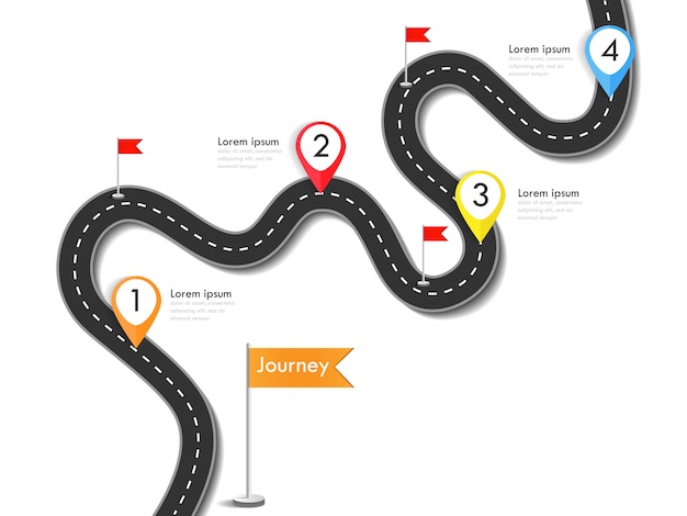 Business and Journey Infographic Template with flags and place for your data