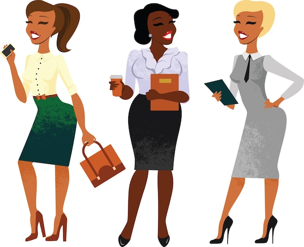 Vector business ladies characters set