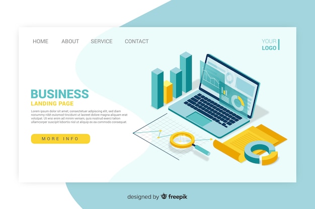 Business landing page isometric design