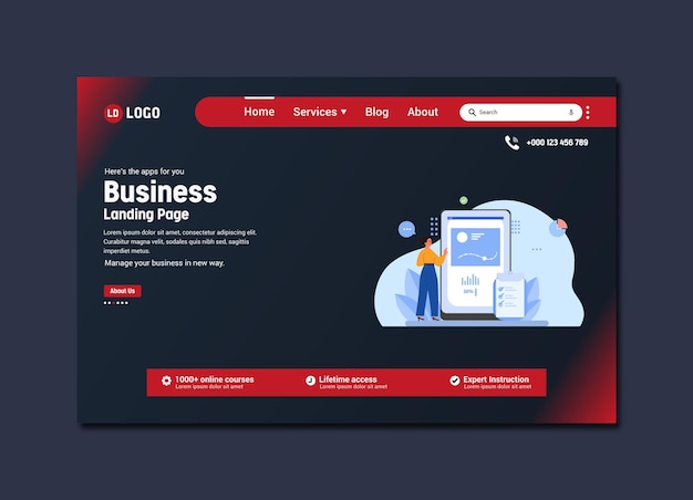 Business landing page template design.