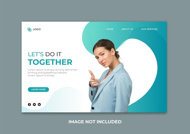 Business landing page web banner design template