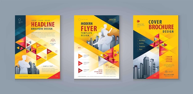 Business Leaflet Brochure Flyer A4 Size Design, Flyer Poster Template, Abstract Geometric Triangle