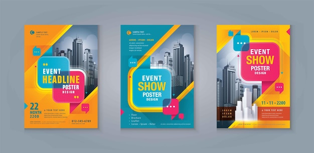 Business Leaflet Brochure Flyer template Design Set Corporate Flyer Template A4 Size, Speech Bubbles