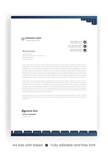 Business letterhead template with modern design