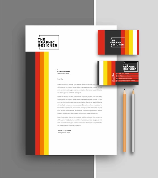 Business letterhead with business card templates design, Vector illustration.