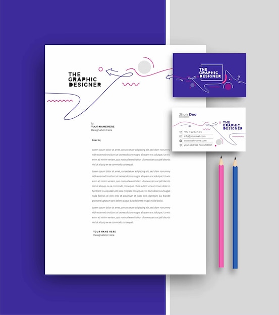 Business letterhead with business card templates design, Vector illustration.