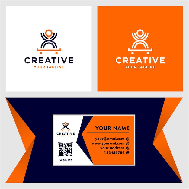 business logo line human id card