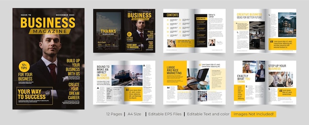 Business magazine template design or yellow color magazine design or magazine layout