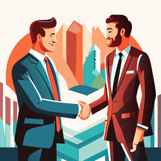 Business male people shaking hands