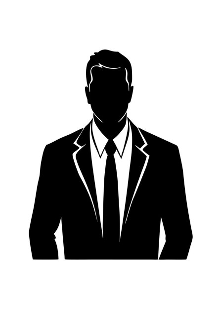 Vector business man black silhouette isolated on white background