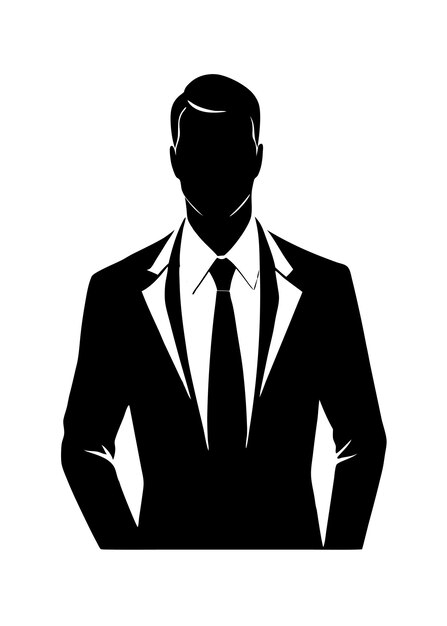 Business man black silhouette isolated on white background