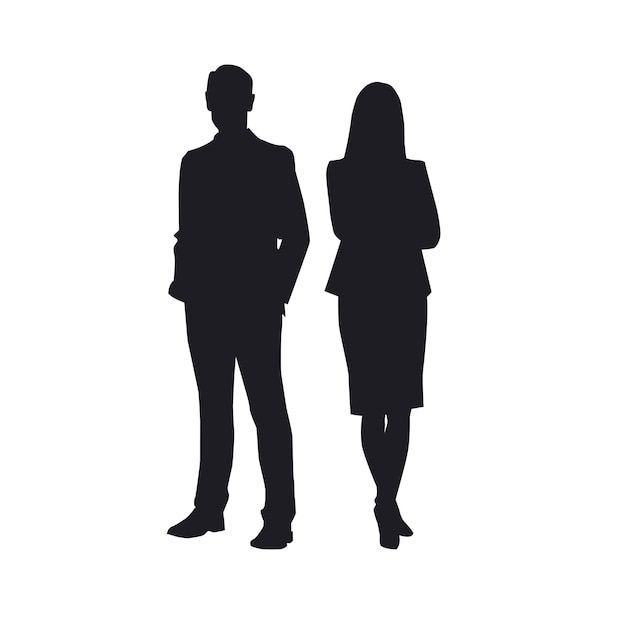 Business man and business woman silhouette