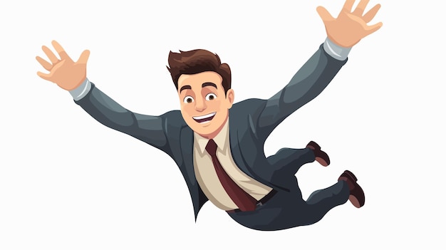 Business Man Jumping Over Hands Cartoon Vector Illustration