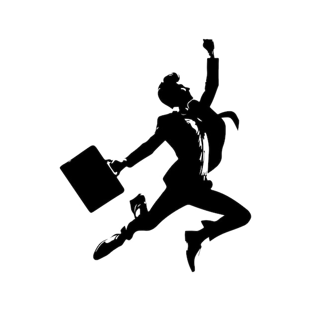 Business man jumping pose silhouette vector