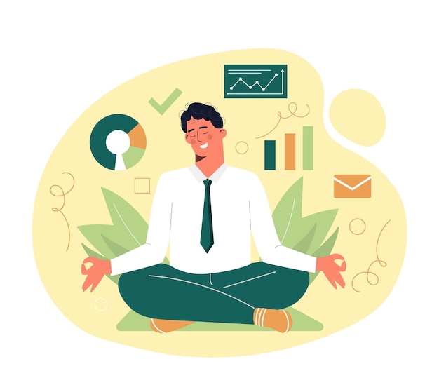 Vector business man meditating