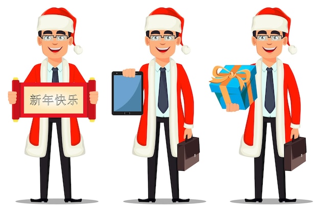 Business man in Santa Claus costume