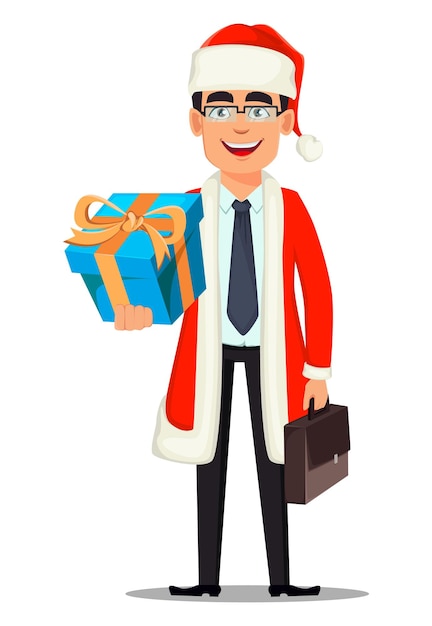 Business man in Santa Claus costume