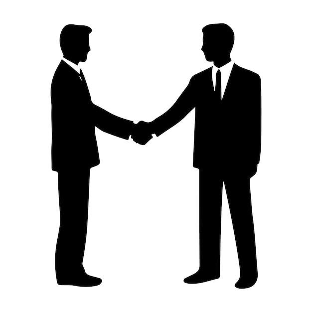 Business man shaking Handshake Silhouette clipart on a white background