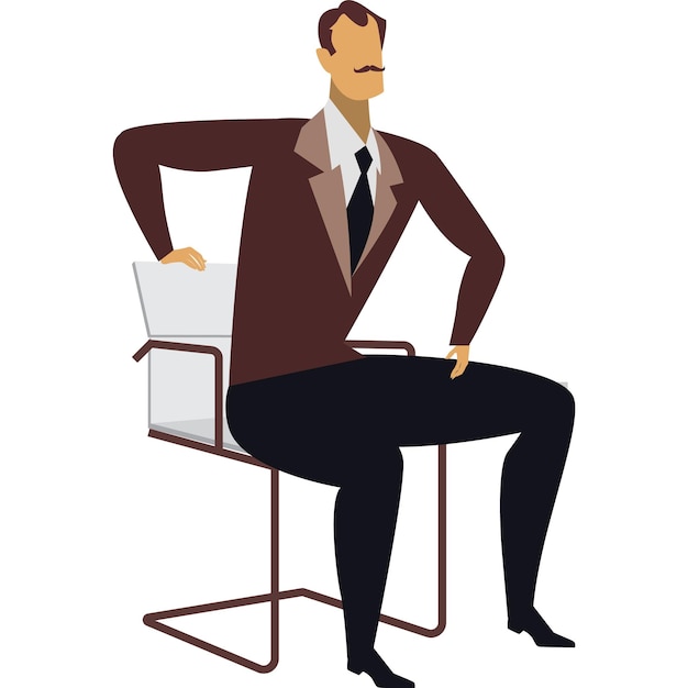 Business man sitting in chair vector icon