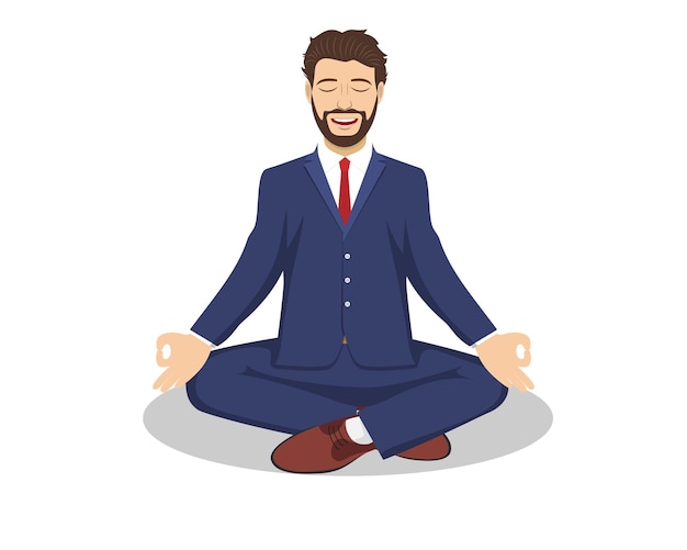 Business man sitting in the padmasana lotus pose