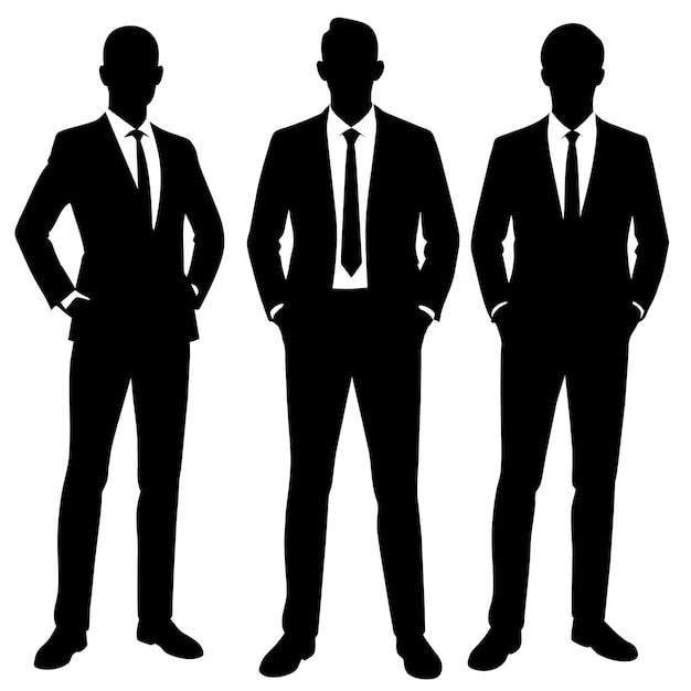 Business man standing with VIP pose vector silhouette 10