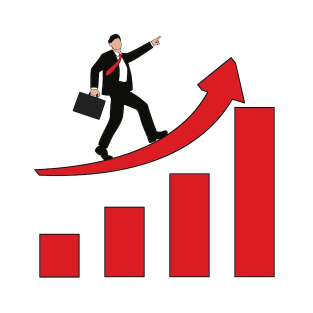 Business man success in business career opportunity or business growth to reach target concept