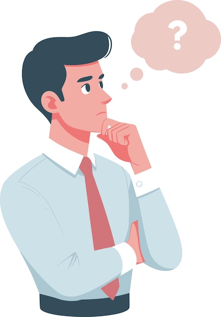 A business man thinking vector art illustration business man thinking flat vector