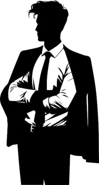 Business man vector silhouette illustration black color 6