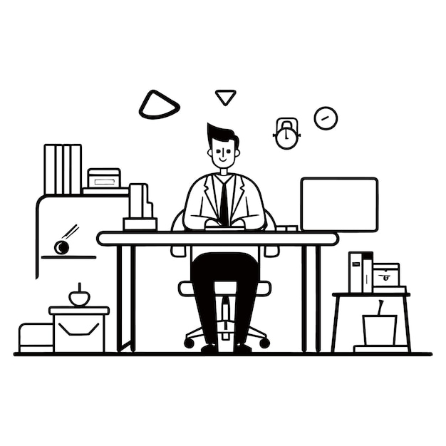 Business man walking in the office vector illustration